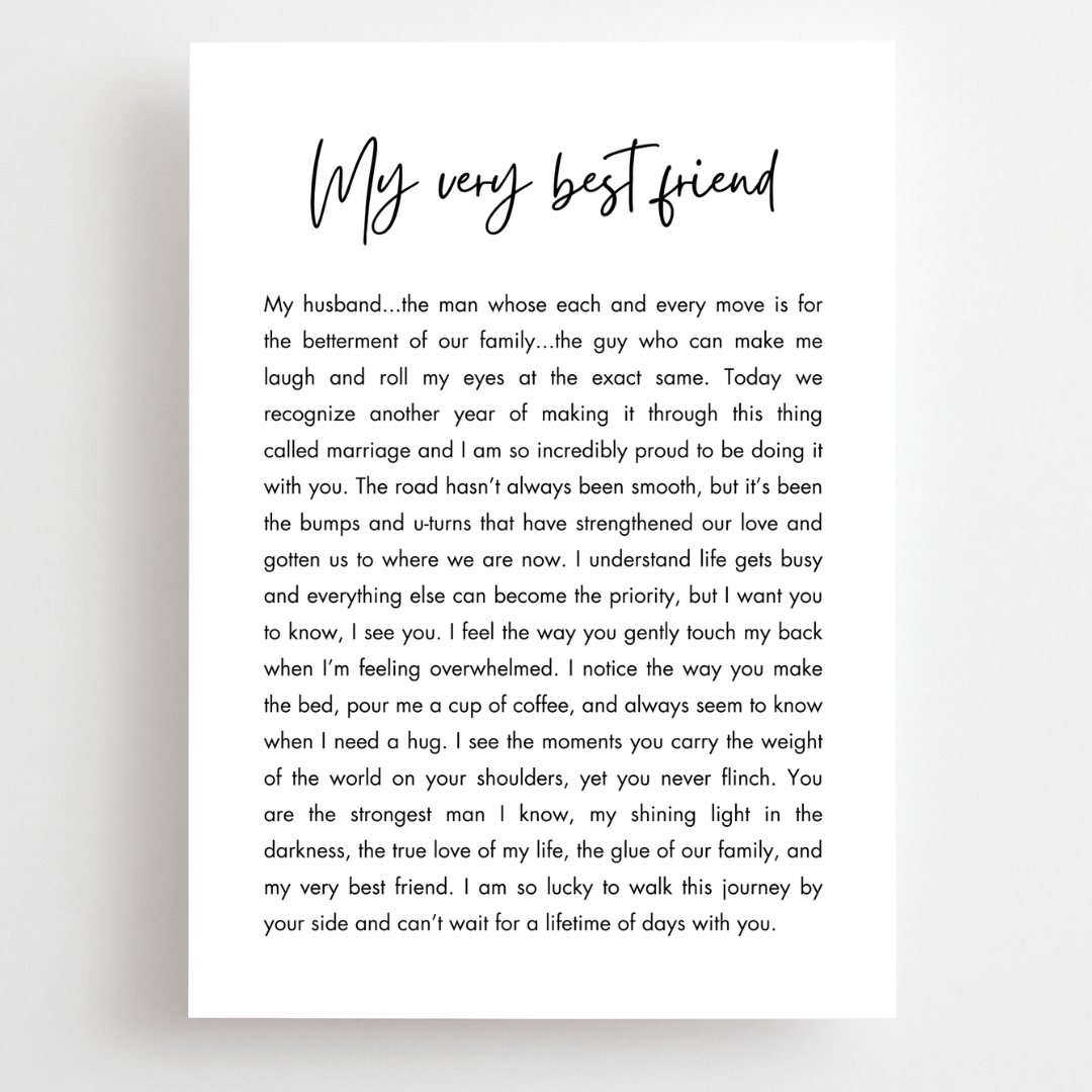 Anniversary - Wife To Husband - No Kids